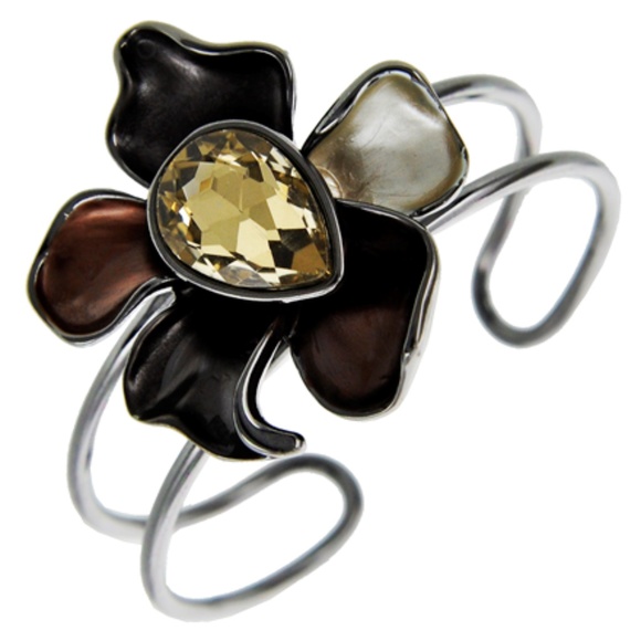 Hematite Multi-Color Flower Statement Necklace Set - Picture 2 of 2